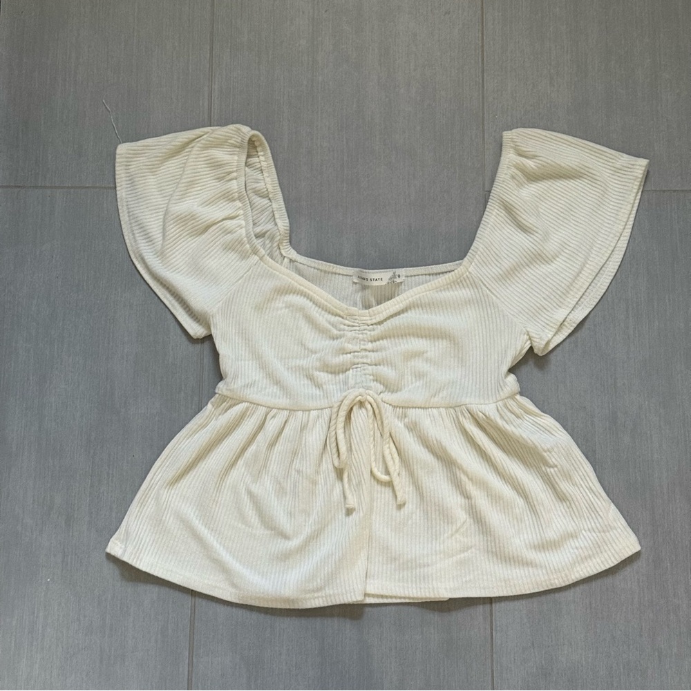 Altar'd State Cream Blouse with Flared Sleeves